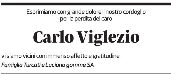 Annuncio funebre Carlo Viglezio