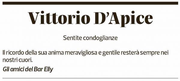 Annuncio funebre Vittorio D'apice