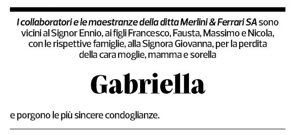 Annuncio funebre Gabriella Clelia Antonia Ferrari