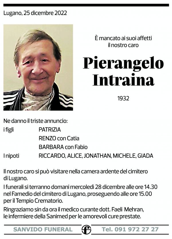 Annuncio funebre Pierangelo Intraina