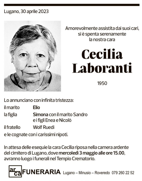 Annuncio funebre Cecilia Laboranti