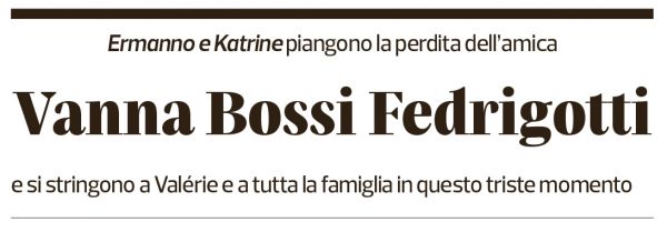 Annuncio funebre Vanna Bossi Fedrigotti