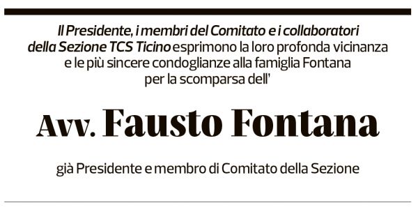 Annuncio funebre Fausto Fontana