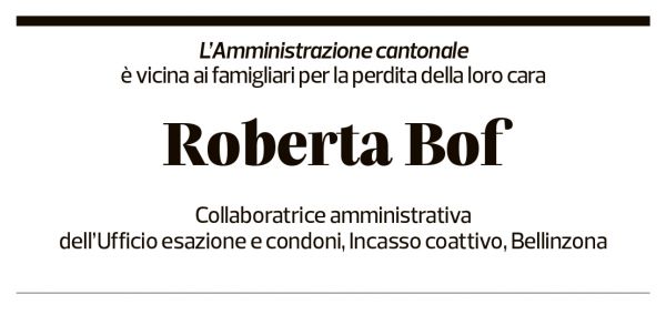 Annuncio funebre Roberta Bof