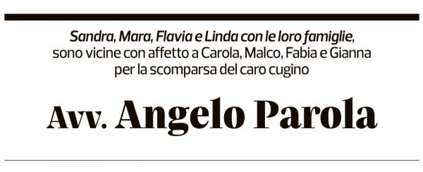 Annuncio funebre Angelo Parola