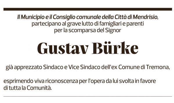 Annuncio funebre Gustav Bürke