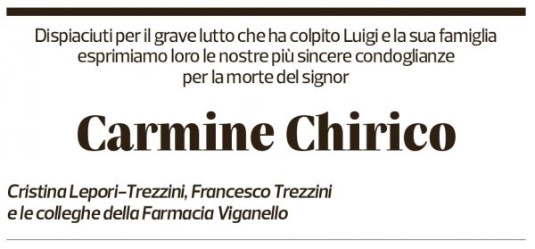 Annuncio funebre Carmine Chirico