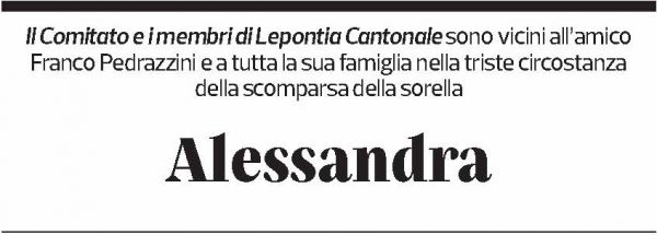 Annuncio funebre Alessandra Pedrazzini
