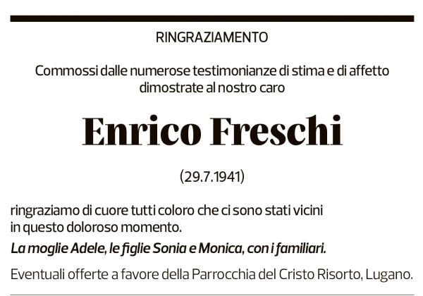 Annuncio funebre Enrico Freschi