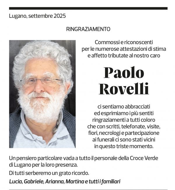 Annuncio funebre Paolo Rovelli