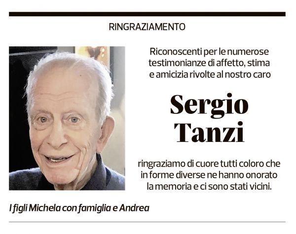 Annuncio funebre Sergio Tanzi