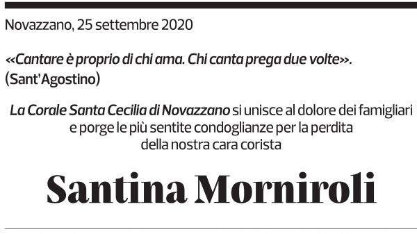 Annuncio funebre Santina Morniroli