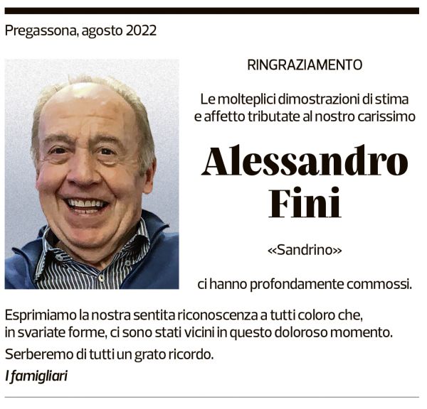 Annuncio funebre Alessandro Fini