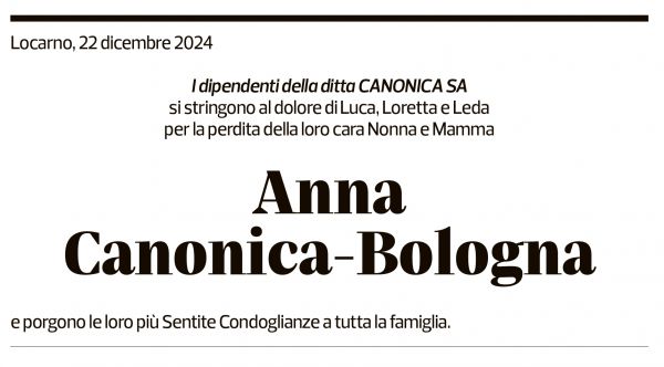 Annuncio funebre Anna Canonica-bologna