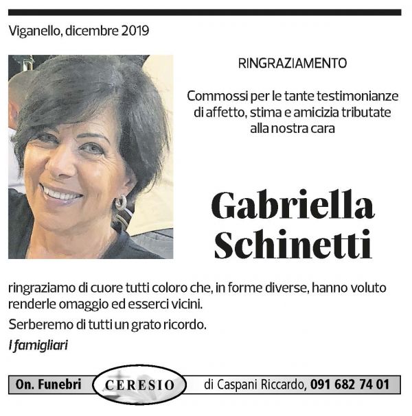 Annuncio funebre Gabriella Schinetti