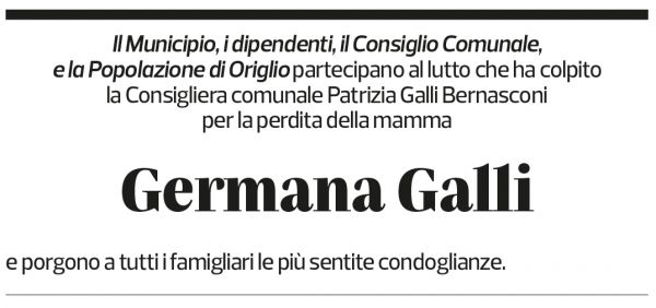 Annuncio funebre Germana Galli
