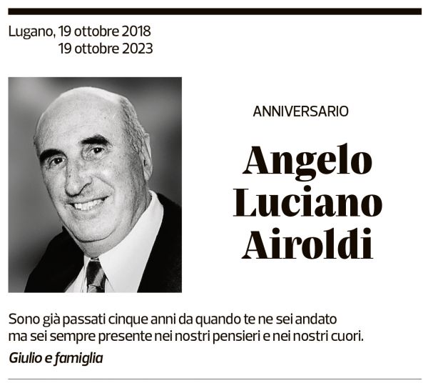 Annuncio funebre Angelo Luciano Airoldi