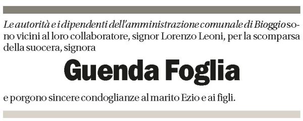 Annuncio funebre Guenda Foglia