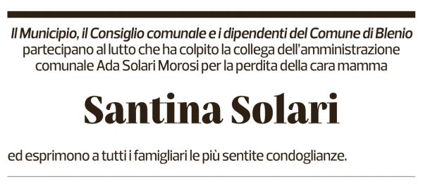 Annuncio funebre Santina Solari