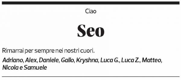 Annuncio funebre Alessandro Tavecchio