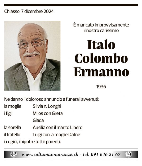 Annuncio funebre Italo Colombo Ermanno