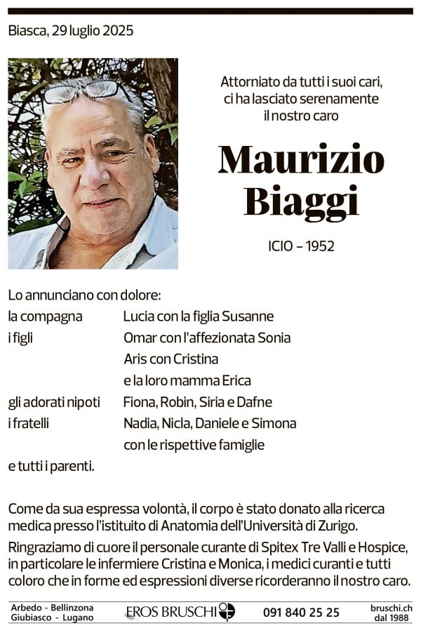 Annuncio funebre Maurizio Biaggi
