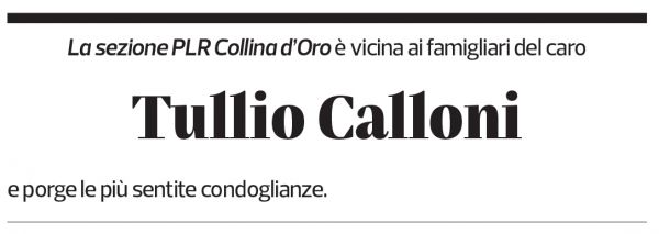 Annuncio funebre Tullio Calloni