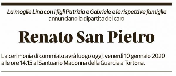 Annuncio funebre Renato San Pietro