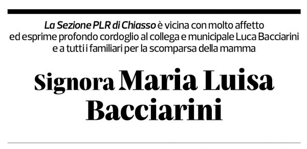 Annuncio funebre Maria Luisa Bacciarini