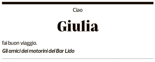 Annuncio funebre Giulia Fontana