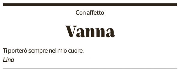 Annuncio funebre Vanna Gavioli