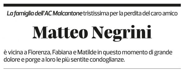 Annuncio funebre Matteo Negrini