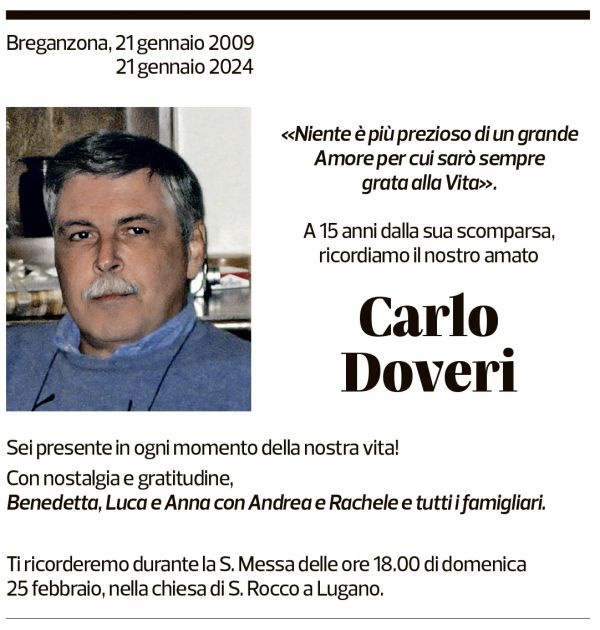 Annuncio funebre Carlo Doveri