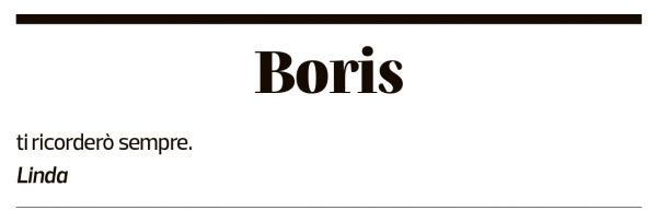 Annuncio funebre Boris Silvio Rezzonico