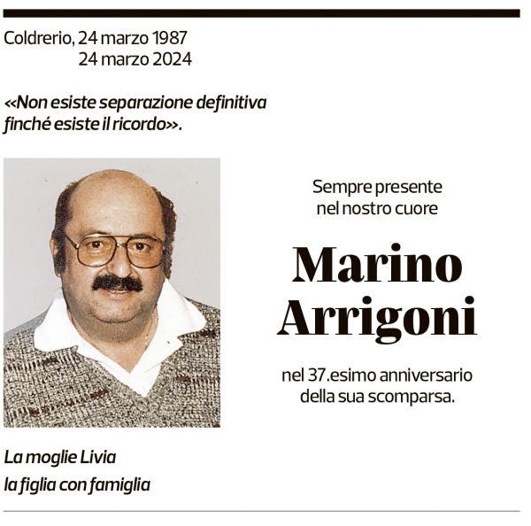 Annuncio funebre Marino Arrigoni