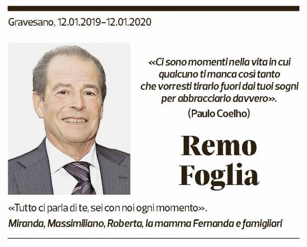 Annuncio funebre Remo Foglia