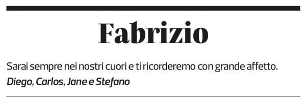 Annuncio funebre Fabrizio Redaelli