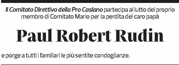 Annuncio funebre Paul Robert Rudin