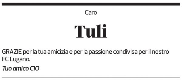 Annuncio funebre Tullio Calloni