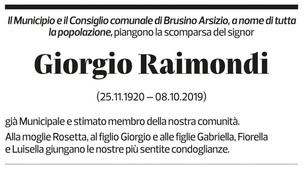 Annuncio funebre Giorgio Raimondi