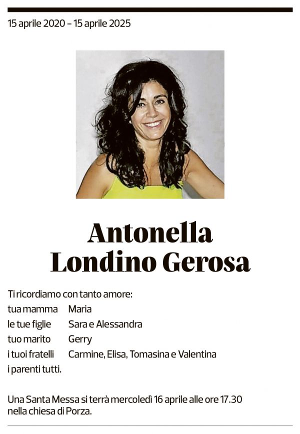 Annuncio funebre Antonella Londino Gerosa