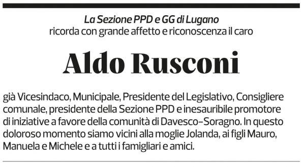 Annuncio funebre Aldo Rusconi