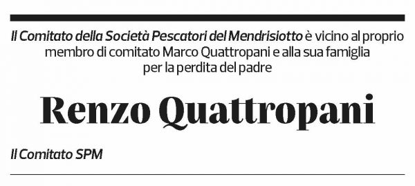 Annuncio funebre Renzo Quattropani
