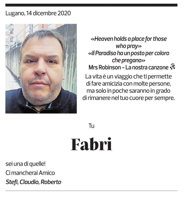 Annuncio funebre Fabrizio Renna