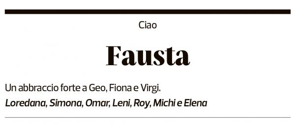 Annuncio funebre Fausta 