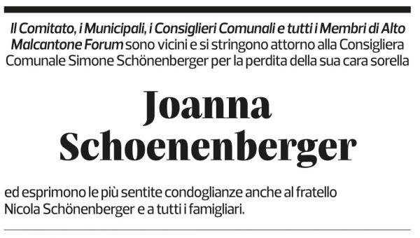 Annuncio funebre Joanna Schoenenberger