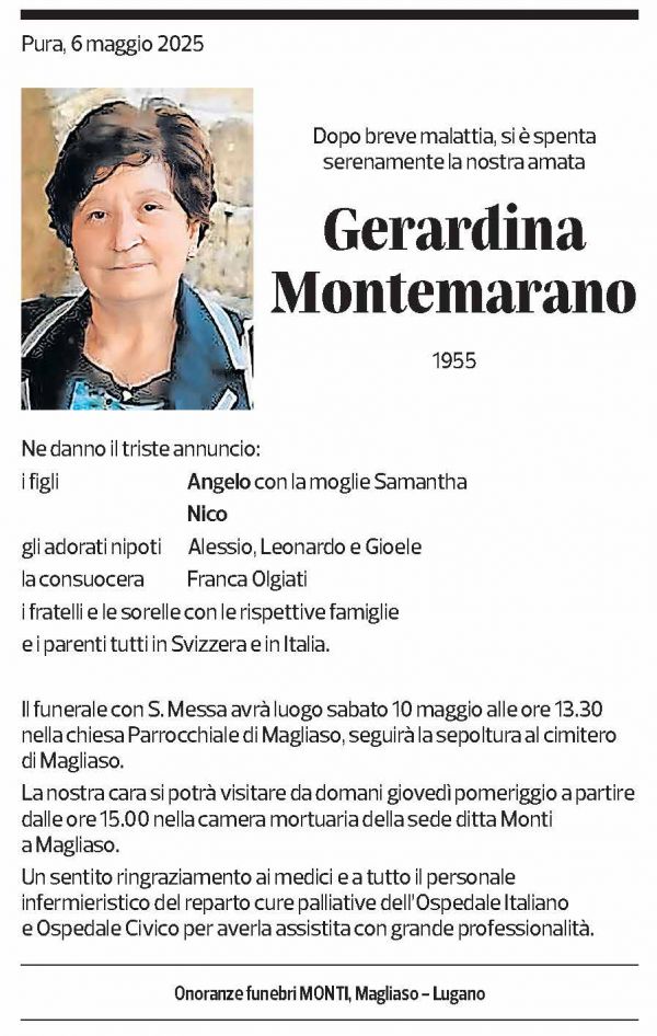 Annuncio funebre Gerardina Montemarano