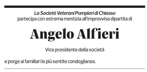 Annuncio funebre Angelo Alfieri