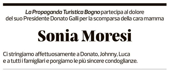 Annuncio funebre Sonia Moresi