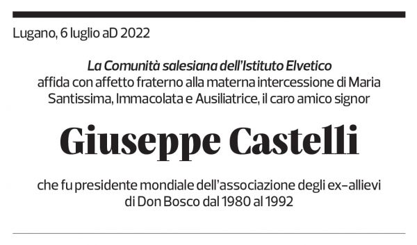 Annuncio funebre Giusepppe Castelli